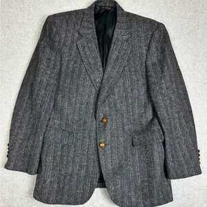 Vtg Trotters Club Blazer Mens 42 Wool Tweed Herringbone‎ Unstructured Jacket 90s